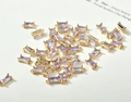 Macro view of purple rectangular crystal charms with 18k gold plated double rings - Light Purple Rectangle (8.5*4mm)