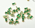 Detail of emerald green rectangular glass pendants with 18k gold plated connector frames - Emerald Green Rectangle (8.5*4mm)