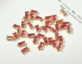 Close-up of rectangle rose red crystal pendants with 18k gold plated edges for DIY jewelry - Rose Red Rectangle (8.5*4mm)