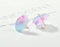 Close-up of pink and blue gradient resin umbrella pendants with glitter and pearl details - Purple Umbrella Style (2#)