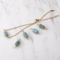 Bracciale placcato oro 14K con ciondoli in quarzo fragola e amazzonite per gioielli fai da te - Amazzonite