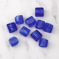 Close-up of blue square glass beads with silver foil interior on marble background - 5 Pieces / Royal Blue (9#)