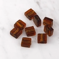 Square amber glass beads with gold foil foil interior for DIY retro jewelry making - 5 Pieces / Caramel Color (3#)