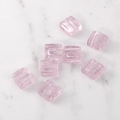 Macro shot of 8 light pink square glass beads with textured ridges for jewelry DIY - 5 Pieces / Pink (4#)