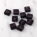 Macro view of square dark purple pearlescent beads for DIY jewelry and necklace making - 5 Pieces / Deep Purple (12#)