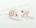 Creative umbrella earrings with red heart patterns and gold metal accents - Heart Umbrella Style (1#)
