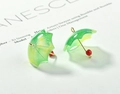 Miniature gradient green umbrella earring charms with glitter finish for DIY jewelry making - Green Red Pearl Umbrella Style (3#)