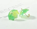 Miniature umbrella earrings in green yellow gradient resin with gold metal and pearls - Green White Pearl Umbrella Style (4#)