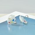 Cute gradient acrylic umbrella earrings with heart patterns and small pearls - Beige Heart Umbrella Style (7#)