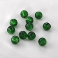 Macro shot of 11 dark green round lampwork glass beads with internal foil texture - Round Beads / 5 Pieces / Dark Green (5#)