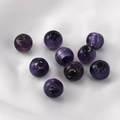 Macro view of purple glass beads with silver foil interior on white silk fabric - Round Beads / 5 Pieces / Dark Purple