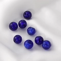 Detailed view of dark blue glass beads with silver foil texture for DIY jewelry making - Round Beads / 5 Pieces / 10# Royal Blue