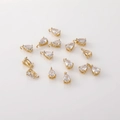 Miniature pear cut cubic zirconia pendants with 14K gold plated brass settings for DIY jewelry - White Waterdrop
