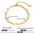 Bracciale in acciaio inossidabile dorato con croci, zirconi e ciondolo a cuore - Stile a Croce con Zirconia Chiara (SL41100)