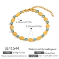 18k gold plated stainless steel chain bracelet with light blue round zircon stones - Light Blue Zirconia Olive Piece Style (SL41544)