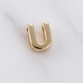 Polierte 14k goldgefüllte Buchstabe U Charm-Perle mit Löchern für DIY-Schmuckherstellung - Buchstabe U