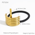 Golden multi-layer metal hair cuff with high elasticity black hair band for ponytail - Multi Layer Stacked Gold Metal Style (FS71014)