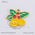 Christmas bell pendant in red and green enamel for DIY jewelry making - Christmas Bell Charm Style (PJ91141)