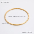 Brazalete minimalista de acero inoxidable chapado en oro 18K de 65,2 mm de diámetro y 3 mm - 3mm de Ancho / Dorado