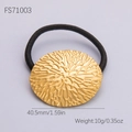 Gouden haarelastiek met onregelmatige metalen textuur en zwart elastische band - Gouden Minerale Textuur Stijl (FS71003)