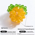 Perle en forme de raisin en acier plaqué or 18 carats avec cristaux jaunes et verts - Composants de Bijoux en Cristal en Forme de Raisin (PJ91261A)