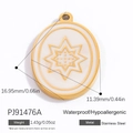 Pendentif ovale en acier inoxydable doré avec motif étoile et dimensions 16,95x11,39mm - Pendentif Ovale Tournesol et Étoile (PJ91476A)