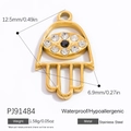 Pendente Mano di Fatima in acciaio inossidabile placcato oro 18k con cristalli lucidi - Mano Di Fatima Strass (PJ91484)