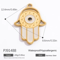 Ciondolo Mano di Fatima in acciaio inossidabile placcato oro 18k con smalto bianco - Mano Di Fatima Smalto Bianco (PJ91488)