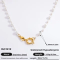 White pearl necklace with 18k gold-plated stainless steel clasp and 6.39mm bead size - Single Layer Pearl Style (XL31412)
