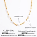 Wasserfeste, hypoallergene Perlenhalskette aus 18K vergoldetem Edelstahl für Damen - Halskette-Gold (XL31464A)