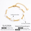 Wasserfestes 18K vergoldetes Edelstahlarmband mit 8mm Süßwasserperlen und Herz - Armband-Gold (SL41292A)