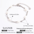 18K vergoldetes Edelstahlarmband mit Süßwasserperlen und gedrehter Kettenstruktur Design - Armband-Silber (SL41292B)