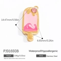 Pink popsicle 18K gold-plated stainless steel charm for DIY jewelry bracelets - Pink Ice Cream Pendant (PJ91693B)