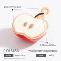 Pendentif pomme émaillé rouge et blanc avec finition en alliage doré brillant - Forme de Pomme Rouge Tranchée (PJ91643A)