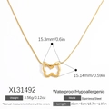 Halskette mit goldenem Schmetterling aus wasserfestem, hypoallergenem Edelstahl - Goldener hohler Schmetterlingsstil (XL31492)