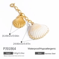 Edelstahl Muschelanhänger in Gold und Weiß an einer Kette für Damen - Weißer Muschelanhänger (PJ91864) / Gold