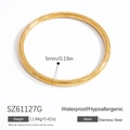 Golden stainless steel bangle with hammered texture, waterproof and hypoallergenic finish - Mirror Smooth Style (SZ61127G)