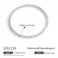 Waterproof stainless steel hammered texture cuff bangle bracelet in polished finish - Hammered Style (SZ61124)