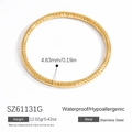 Golden stainless steel twisted bangle with 4.83mm spiral texture and waterproof finish - Fine Carved Style (SZ61131G)