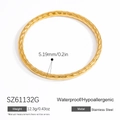 18K gold plated stainless steel twisted rope bracelet, waterproof and hypoallergenic - Spiral Carved Style (SZ61132G)