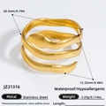 Bague serpent en acier inoxydable doré 18 carats avec dimensions et détails techniques - Bague Serpent Enveloppée Dorée (JZ21316)