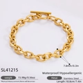 Bracelet à maillons en acier inoxydable plaqué or 18k avec fermoir à bascule élégant - Bracelet à Grosse Chaîne et Fermoir à Bascule Doré (SL41215)