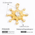 Pendentif flocon en acier inoxydable plaqué or 18k avec pierre centrale brillante - Pendentif Tournesol en Zirconium Starfire (PJ91639)