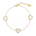 Gouden hartarmband met parelmoer inlays en parelranden op een minimalistische ketting - Hart Parelmoer Armband Stijl (B2577-GO)