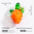 Pendentif en verre baie orange doré à l'or 18 carats avec détails de feuilles vertes - Pendentif en Verre en Forme de Baie Orange (PJ91604)
