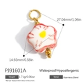 Pendentif fleur en acier inoxydable plaqué or 18 carats aux pétales rouges et blancs pour DIY - Pendentif en Forme de Fleur à Motifs Blancs et Rouges (PJ91601A)