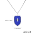 Collar de escudo en esmalte azul con colgante de estrella y marcas de dimensiones - Estilo Collar Escudo Azul Estrella de Seis Puntas (N2878-B)