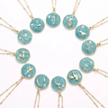 Gouden sterrenbeeld kettingen set met blauwe glitters en fonkelende zirkonia steentjes - Stier (Goud + Groen)