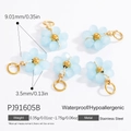 Lot de 5 breloques fleurs bleu clair en acier inoxydable doré 18k pour bijoux DIY - Pendentif Fleur à Cinq Pétales en Résine Bleu Clair (PJ91605B)