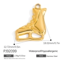 18K gold plated stainless steel ice skate pendant charm, waterproof and hypoallergenic - Ice Skate Style (PJ92099)